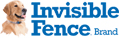 A blue and white logo for invisi fence