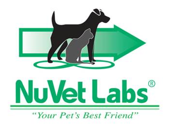 A logo of nuvet labs with a dog and cat.